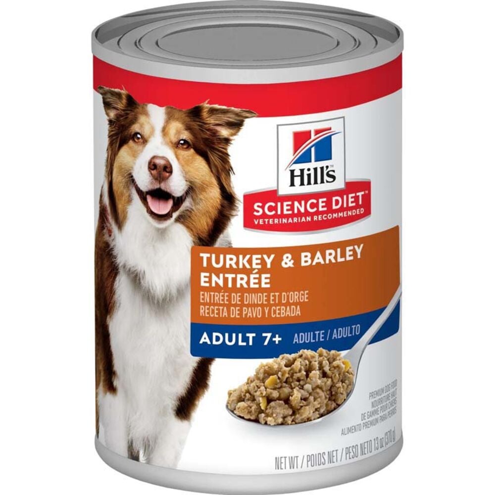 image of Hill's Science Diet Wet Adult 7+ Dog Food- Turkey and Barley Entrée, 13 oz