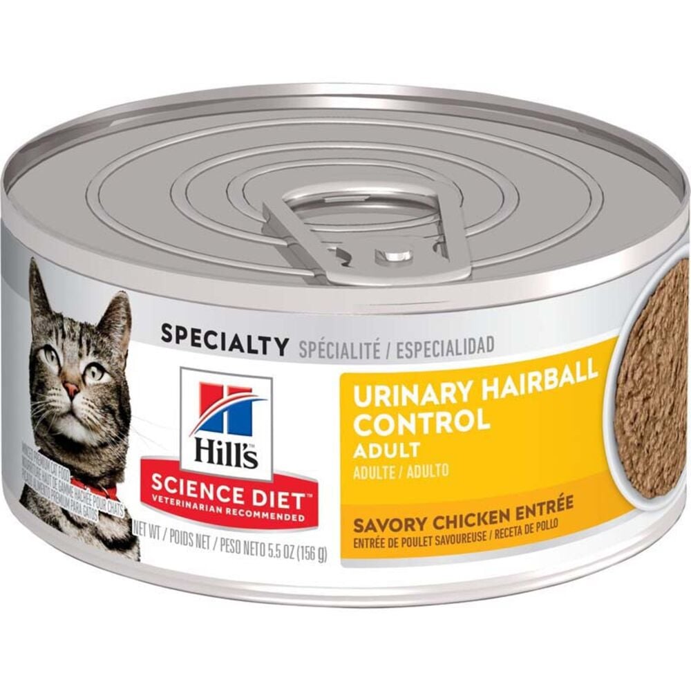 image of Wet Adult Cat Food- Urinary Hairball Control, Savory Chicken Entrée, 5.5 oz