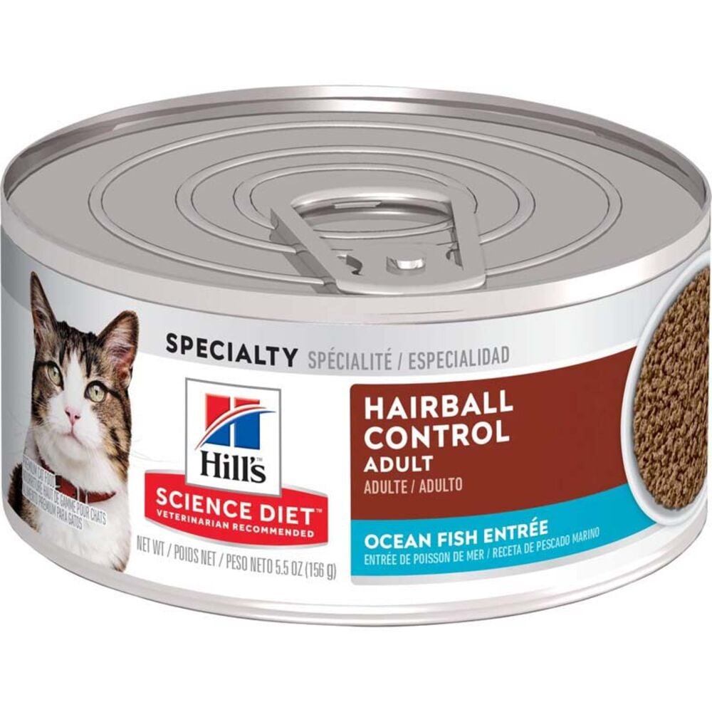 image of Wet Cat Food- Hairball Control, Ocean Fish Entree, 5.5 oz
