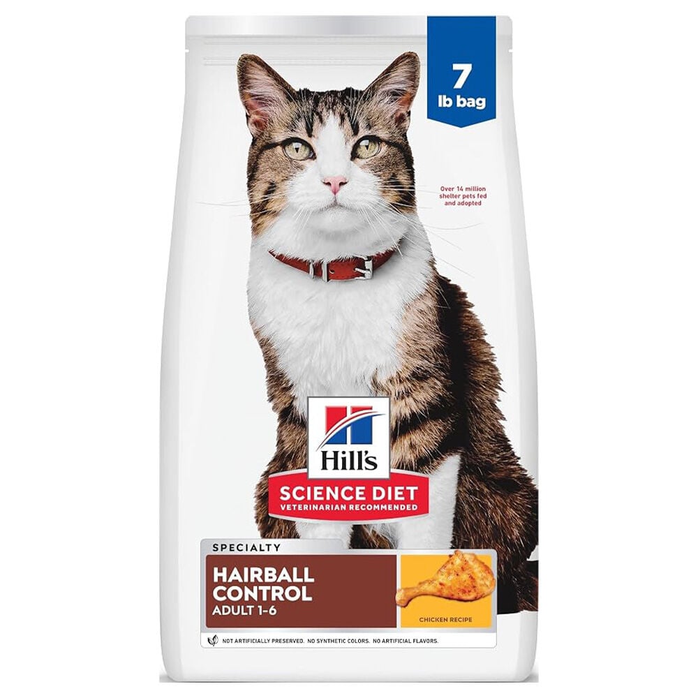 image of Dry Adult Cat Food- Hairball Control, Chicken, 7 lb