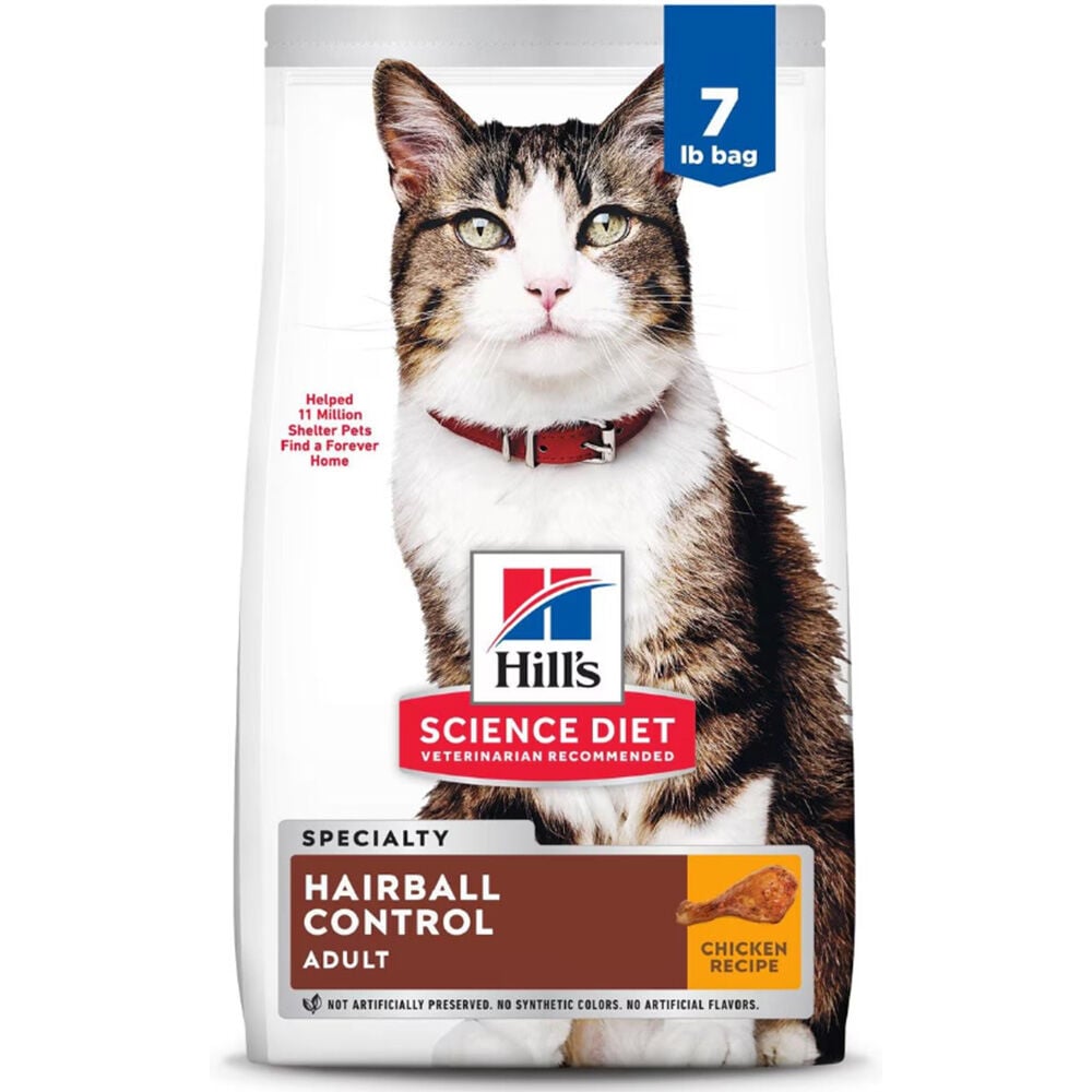 image of Dry Adult Cat Food- Hairball Control, Chicken, 7 lb