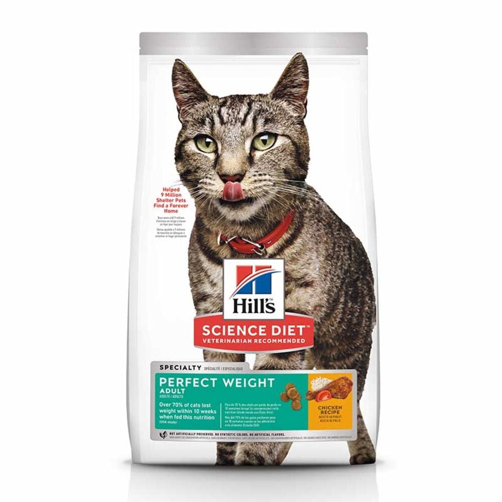 image of Dry Adult Cat Food- Perfect Weight, Chicken, 7 lb