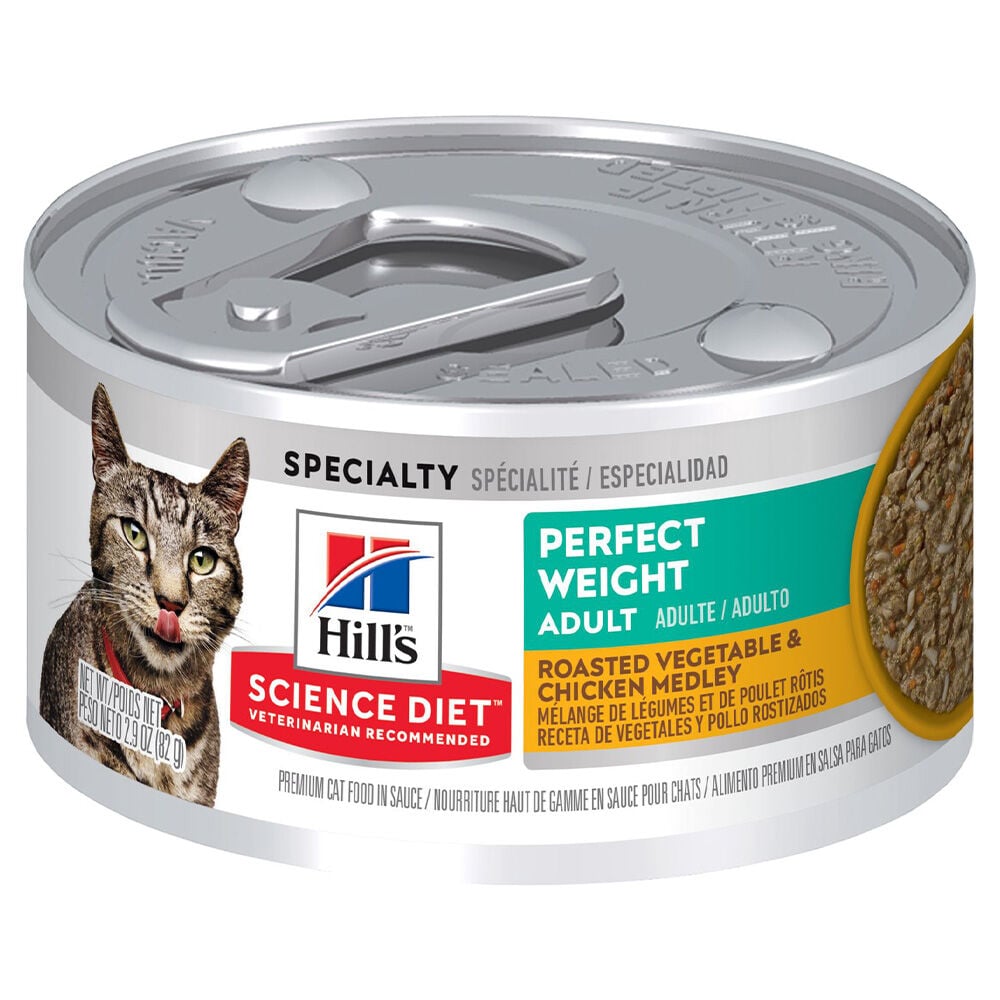image of Wet Adult Cat Food- Perfect Weight, Roasted Vegetable and Chicken, 2.9 oz