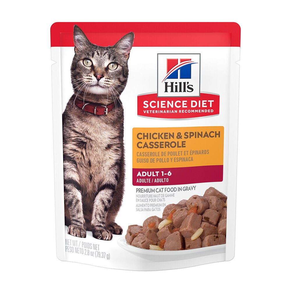 image of Wet Adult Cat Food- Chicken and Spinach Casserole, 2.8 oz