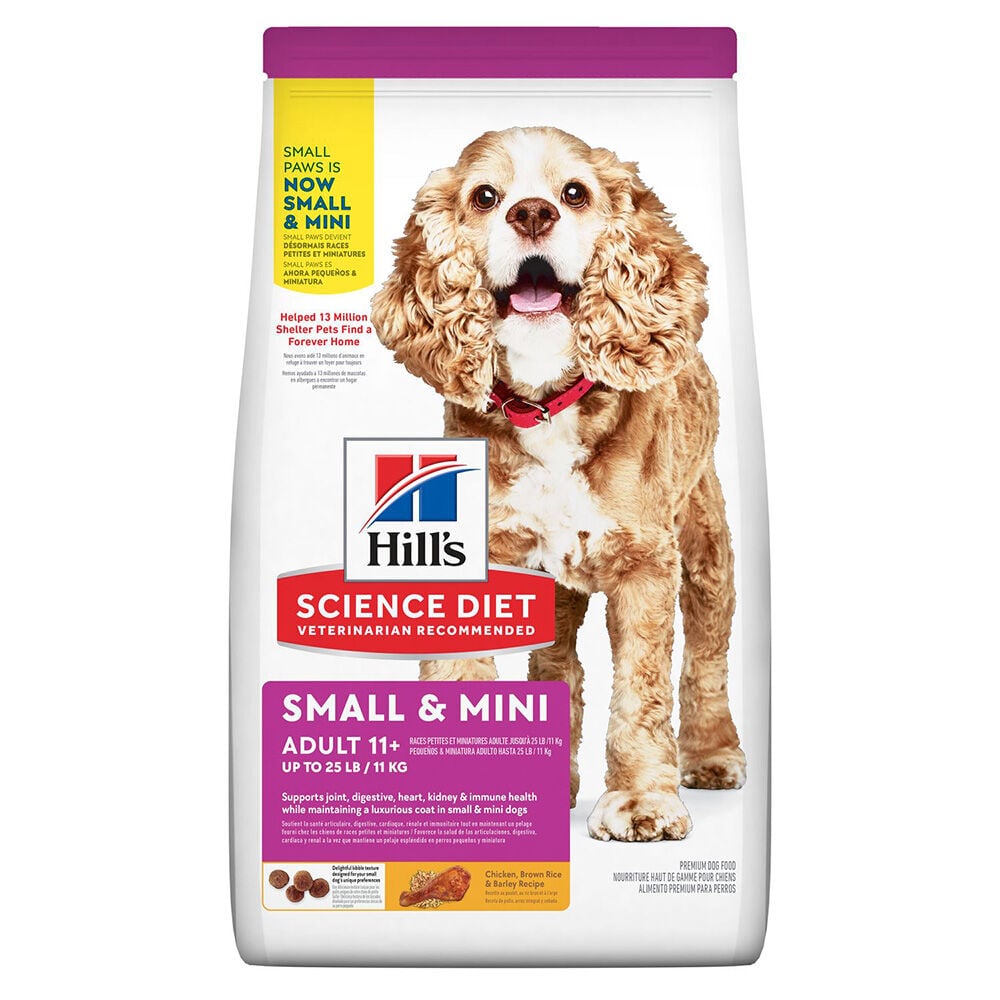 image of Dry 11+ Adult Dog Food- Small & Mini, Chicken, Brown Rice and Barley, 4.5 oz