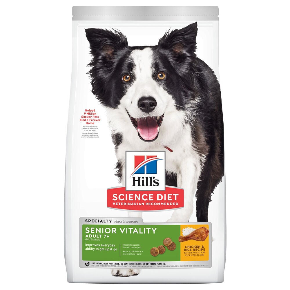 image of Dry 7+ Adult Dog Food- Senior Vitality, Chicken and Rice, 12.5 lb