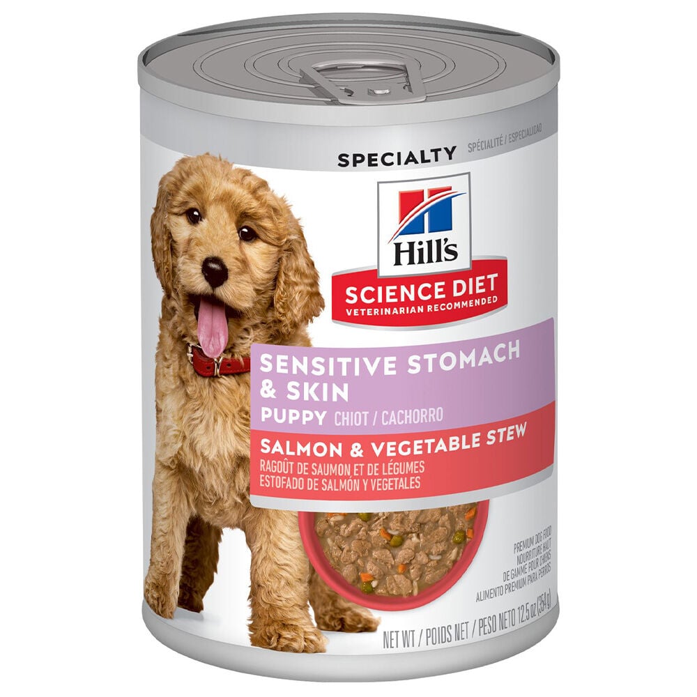 image of Wet Puppy Food- Sensitive Stomach and Skin, Salmon and Vegetable Stew, 12.5 oz