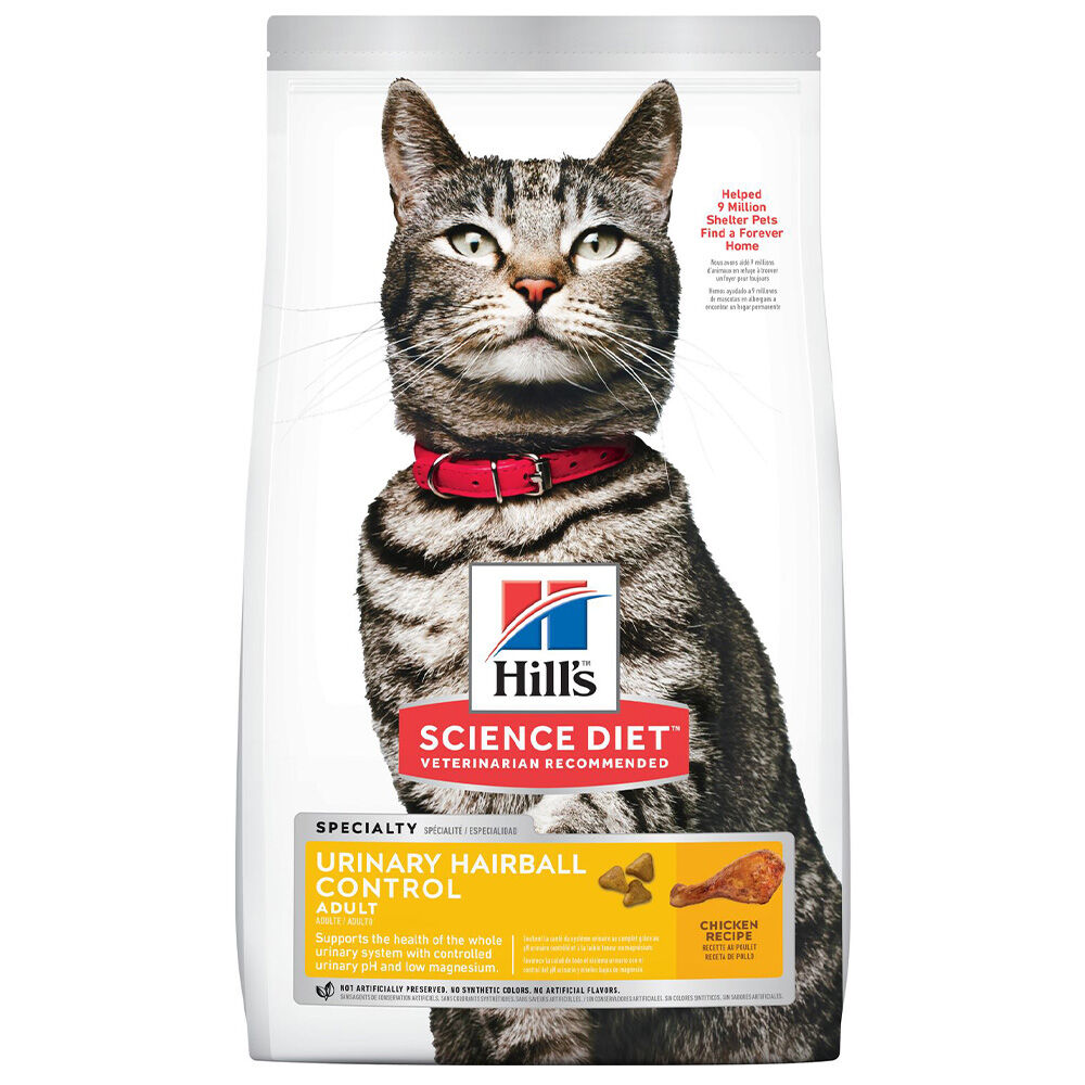 image of Dry Adult Cat Food- Urinary Hairball Control, Chicken, 15.5 lb