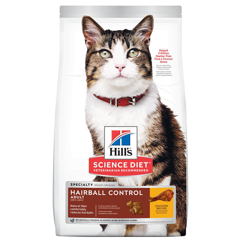 image of Dry Adult Cat Food- Hairball Control, Chicken, 15.5 lb