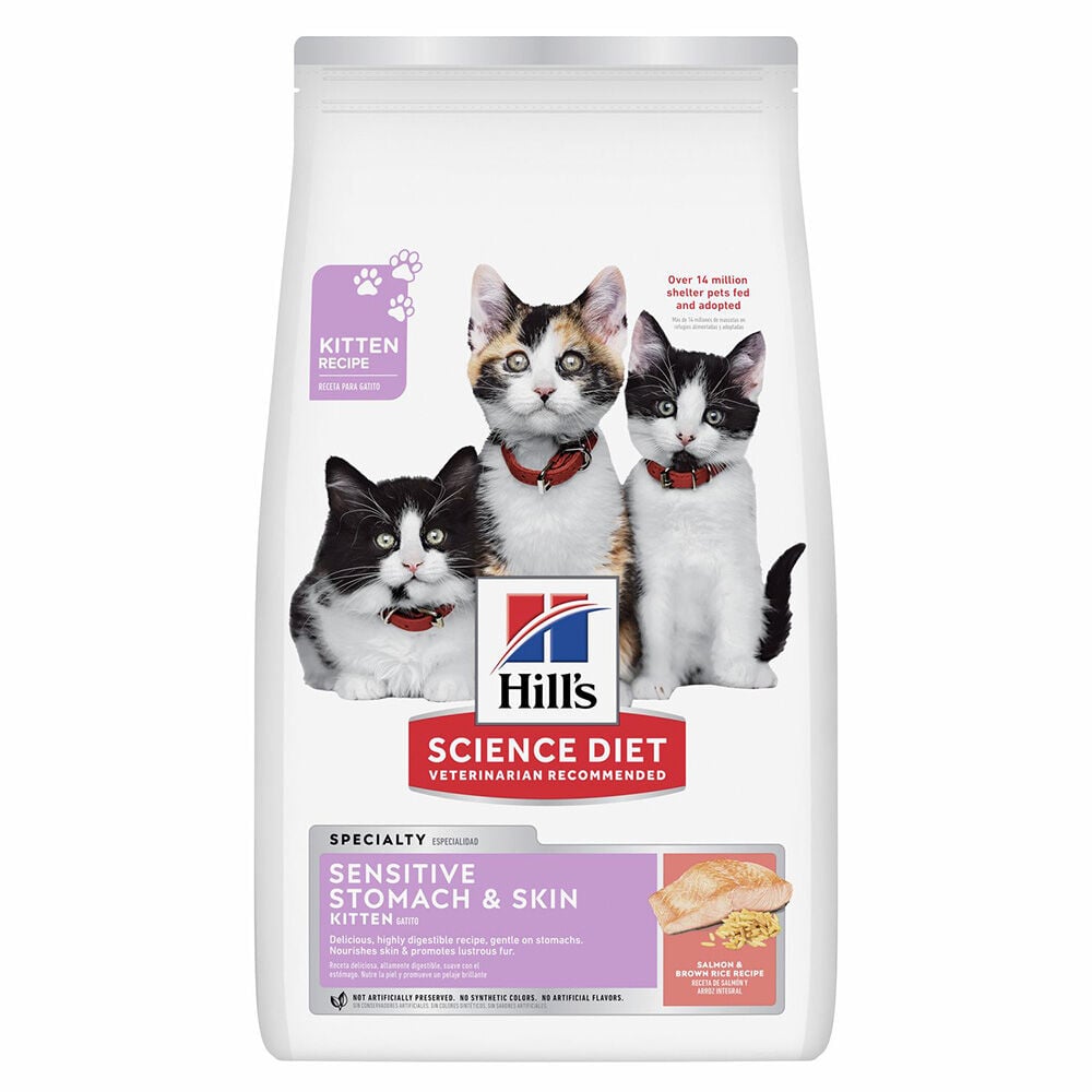 image of Dry Kitten Food- Sensitive Stomach and Skin, Salmon and Brown Rice, 6 lb