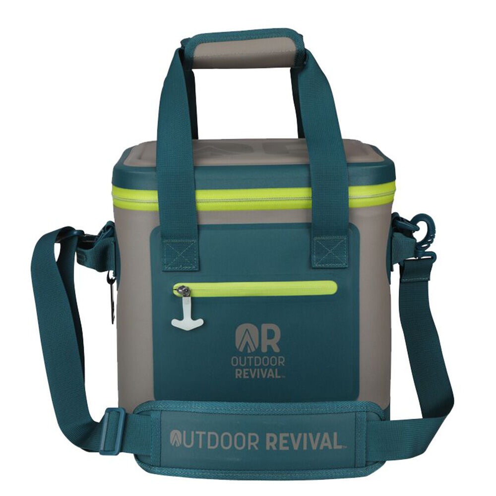 image of 12 Can Waterproof Soft Cooler, Grey/Teal