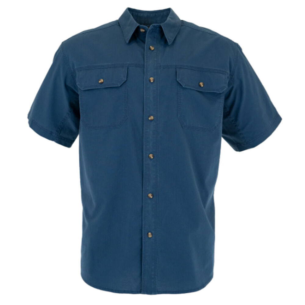 image of Men's Short Sleeve Weathered Work Shirt- Steel Blue