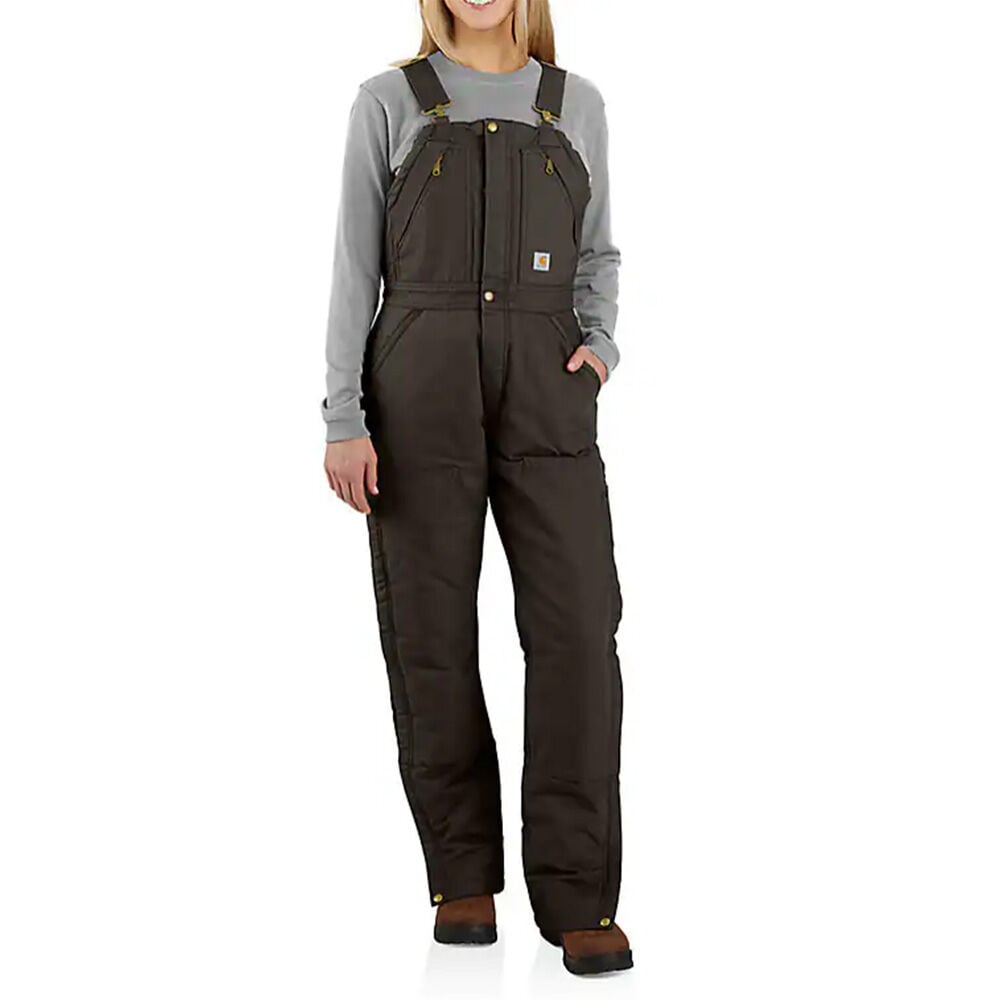 image of Women's Insulated Bib Overalls- Dark Brown
