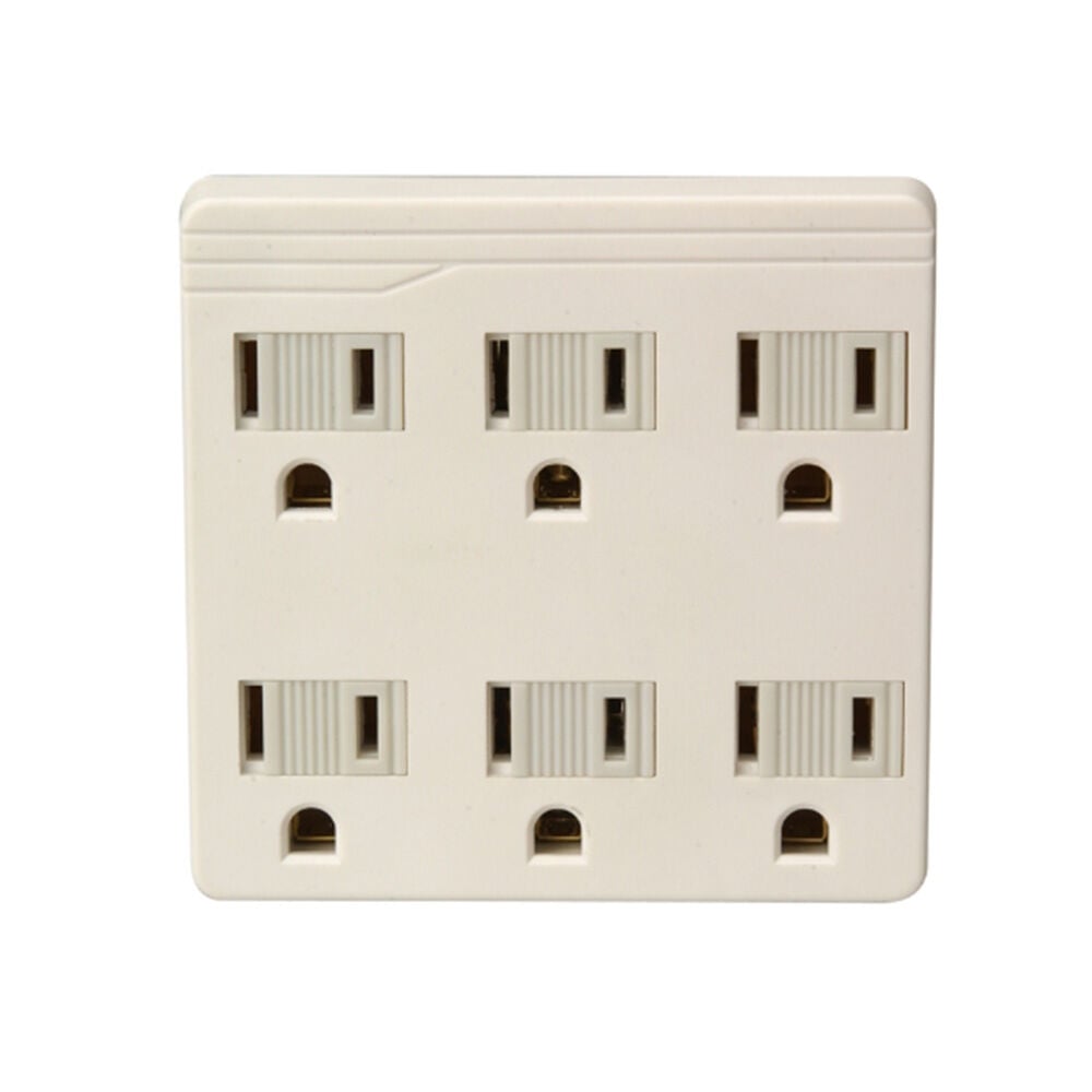 image of Woods Cable Current Tap, 6 Outlet, White