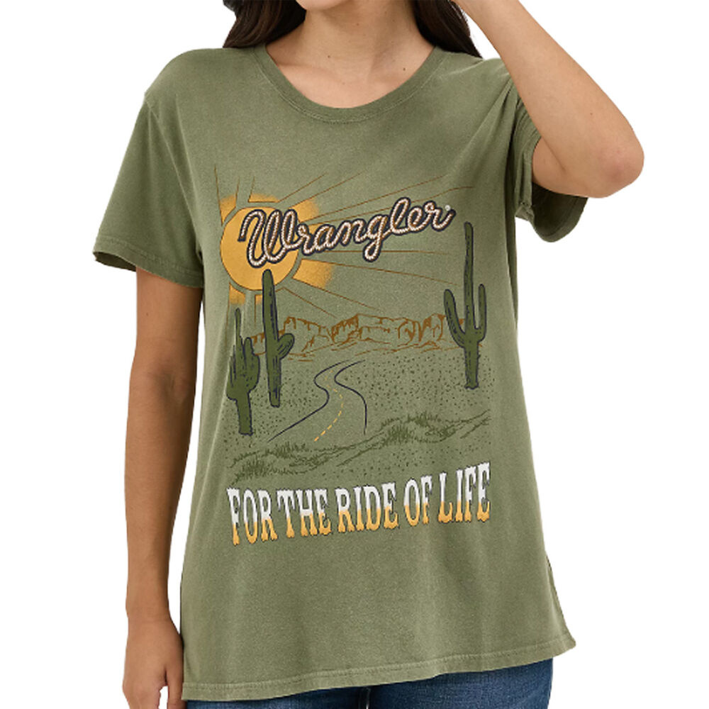 image of Women's Western Graphic Boyfriend Tee- Olivine