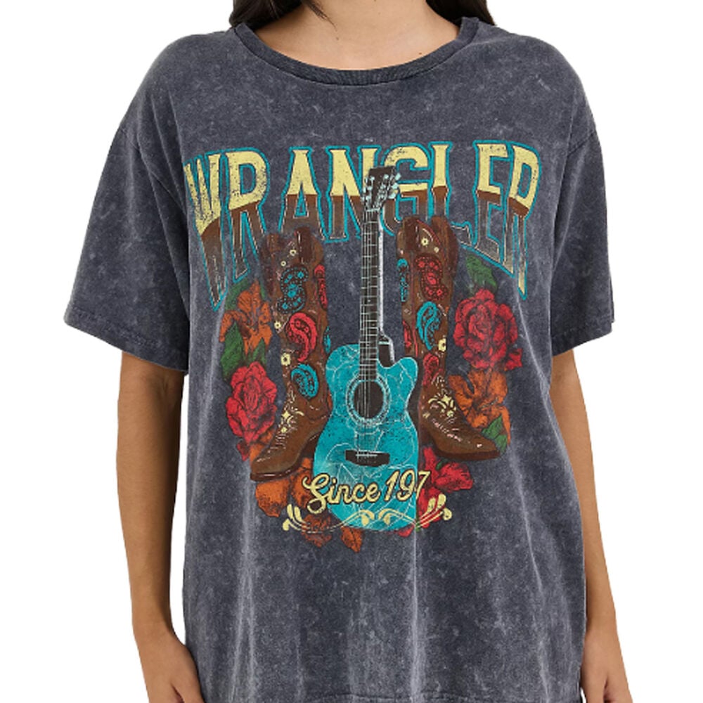 image of Women's Acid Wash Oversized Graphic Tee- Black Beauty