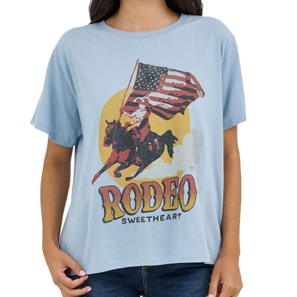 image of Women's Western Graphic Girlfriend Tee- Blue Fog