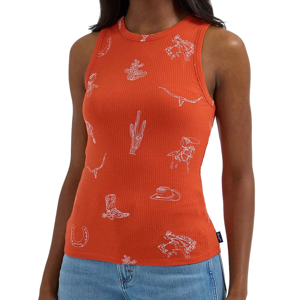 image of Women's Printed Slim Goddess Tank- Red