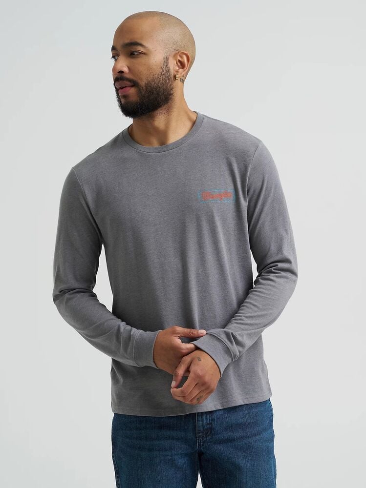 image of Men's Graphic Long Sleeve T-Shirt, Graphite Heather