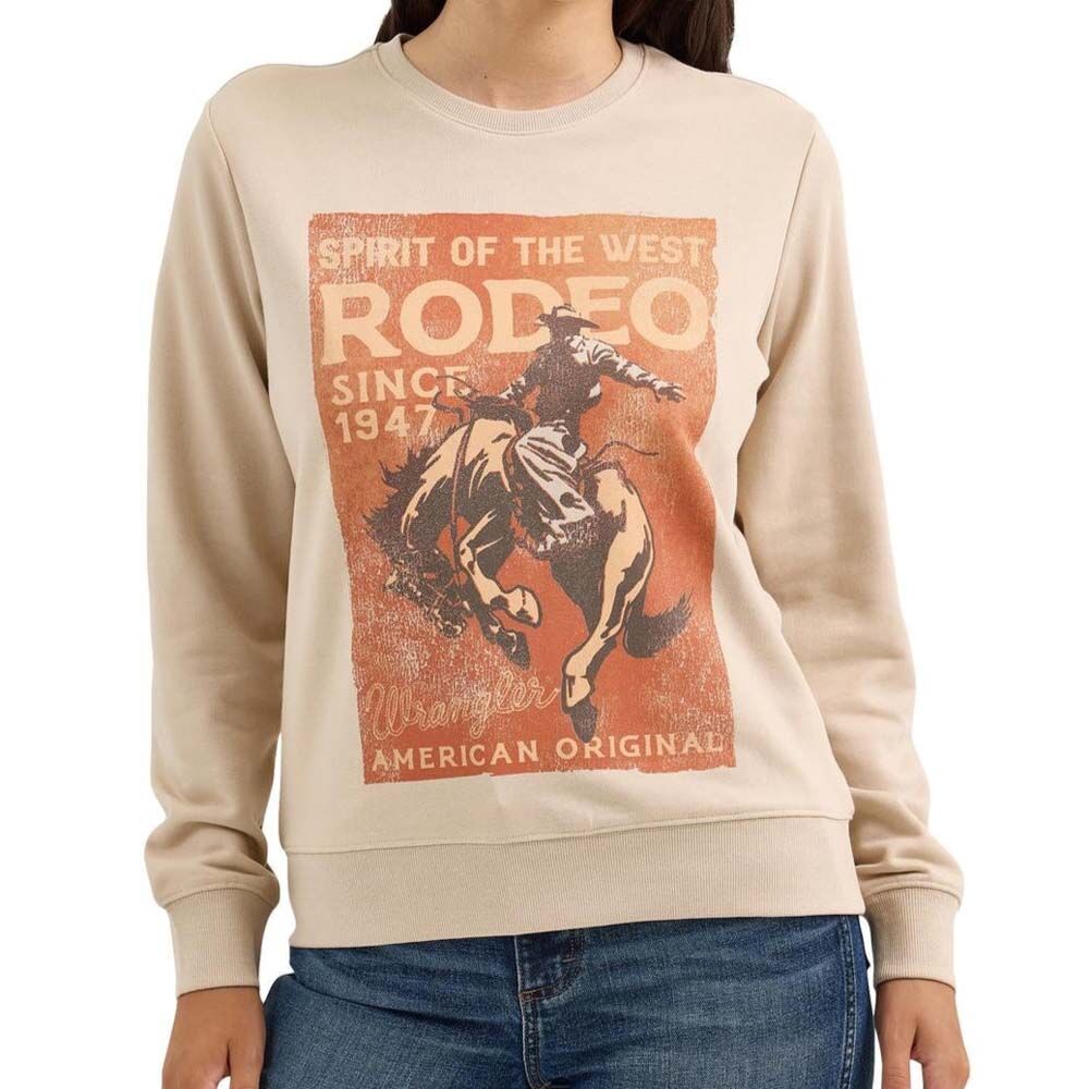 image of Women's Graphic Long Sleve Crew Sweatshirt, Cement