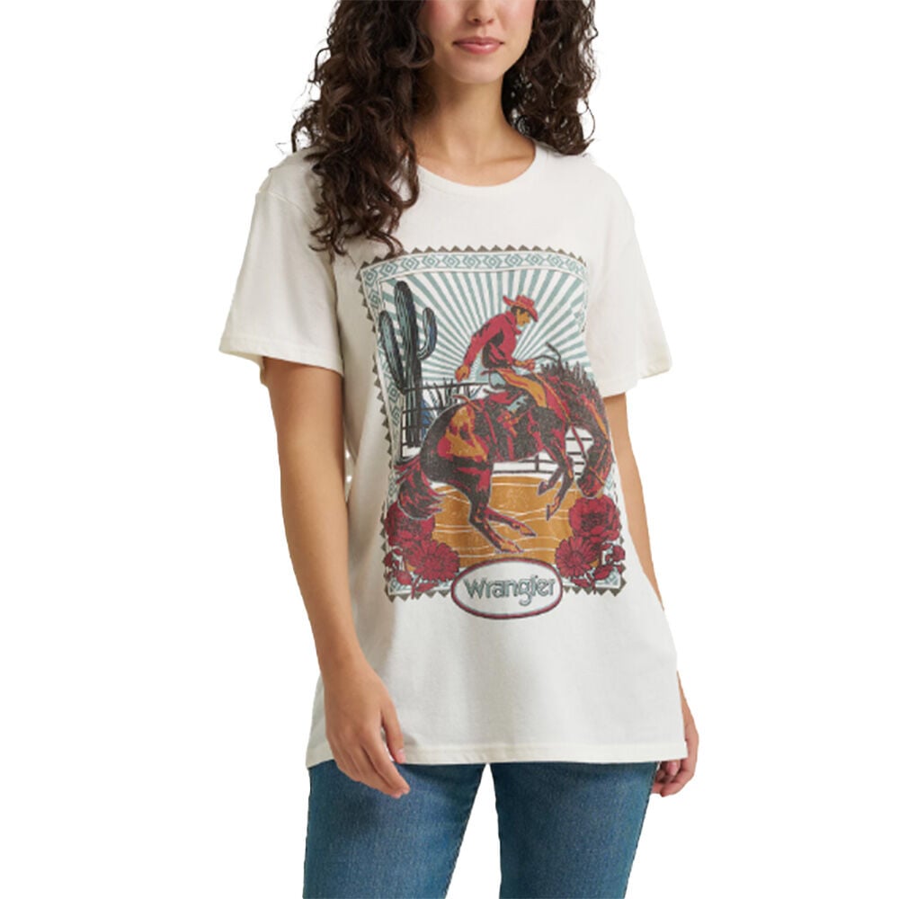 image of Women's Cowboy Stamp Boyfriend Fit Short Sleeve Graphic T-Shirt