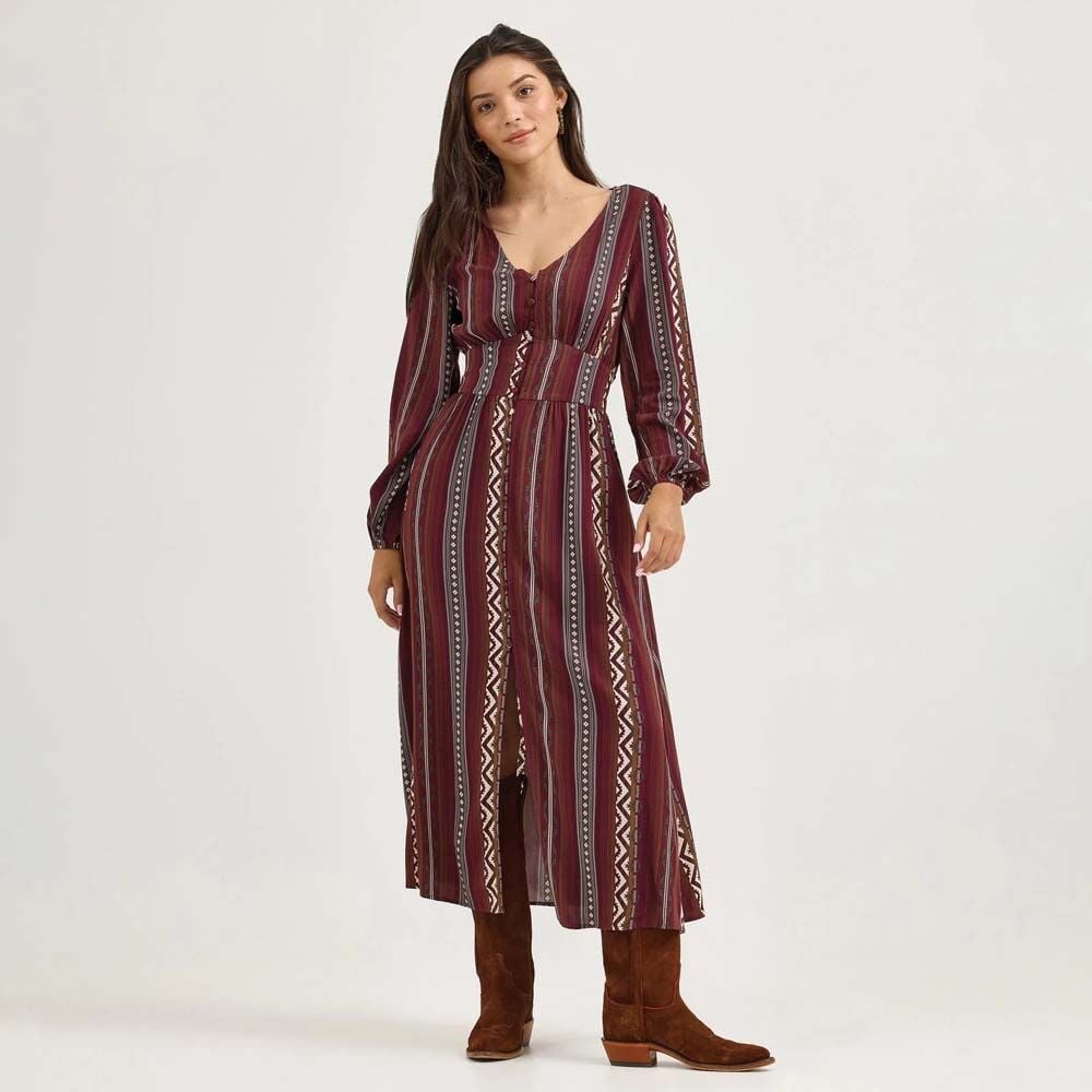 image of Women's Long Sleeve Maxi Dress, Port