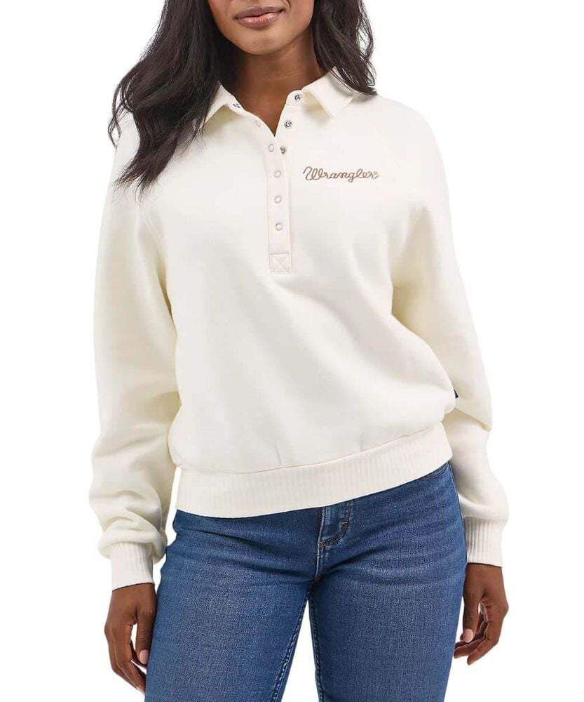 image of Women's Retro 1/4 Snap Collared Pullover, Cream