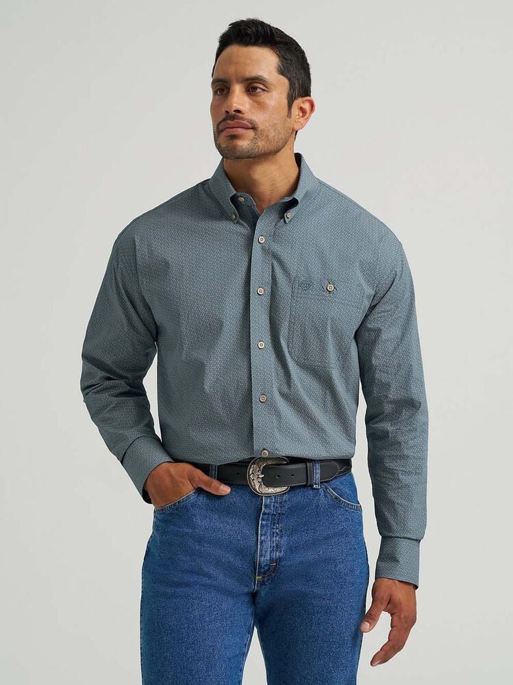 image of Men's George Strait Button Down Long Sleeve, Mallard