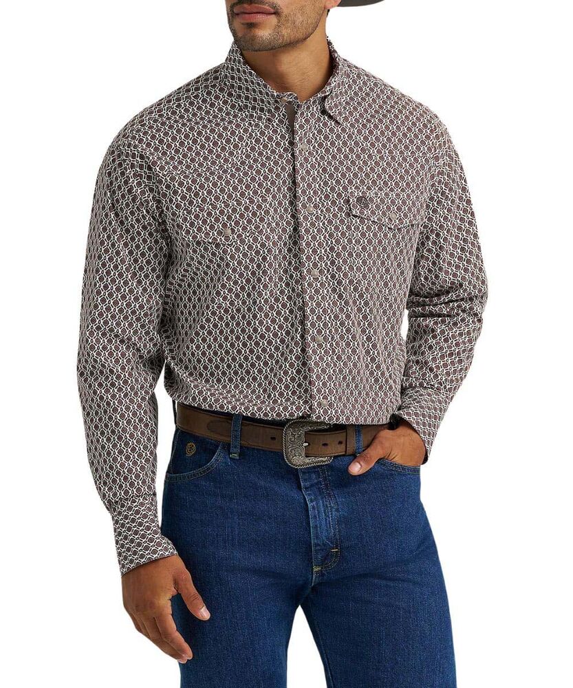 image of Men's George Straight Button Down Long Sleeve, Brown