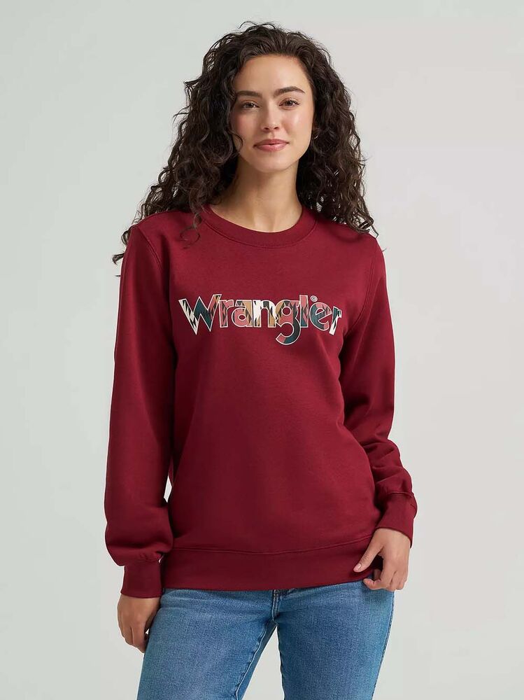 image of Women's Graphic Crew Sweatshirt, Carbernet