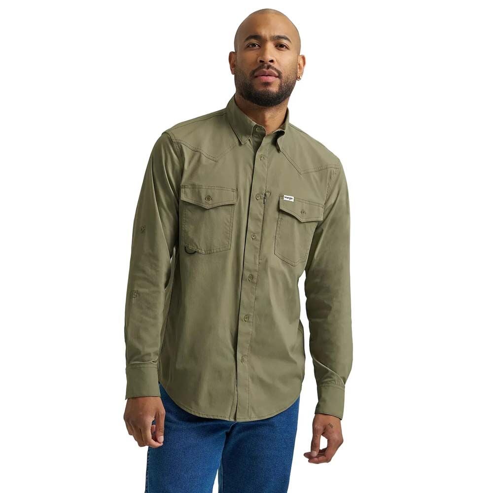 image of Men's All Terrain Technical Button Down Long Sleeve Shirt, Olivine