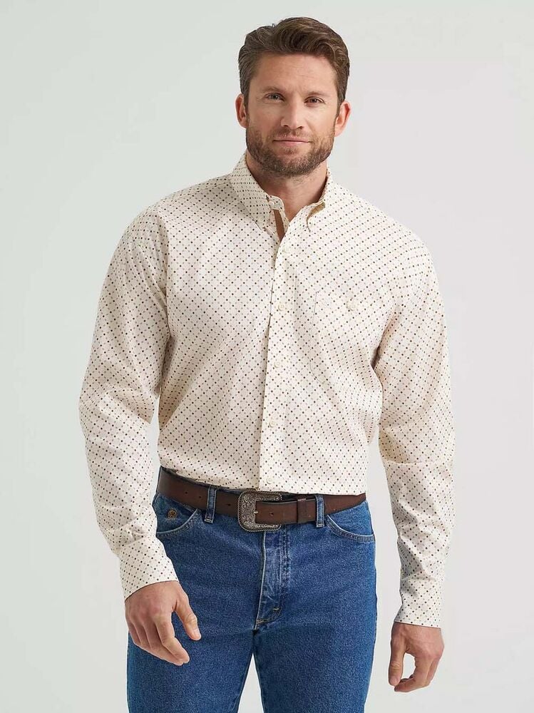 image of Men's George Strait Button Down Long Sleeve Shirt, White