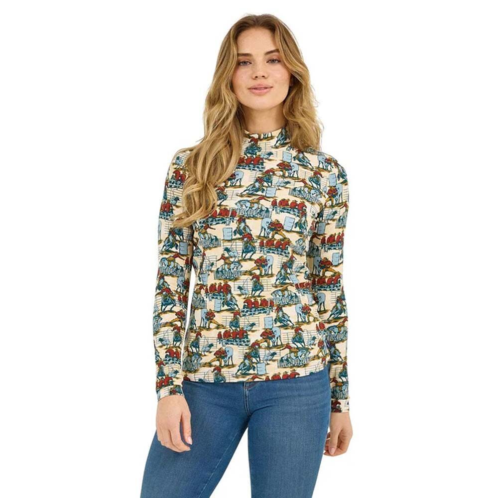 image of Women's Mock Neck Long Sleeve Shirt, Blue