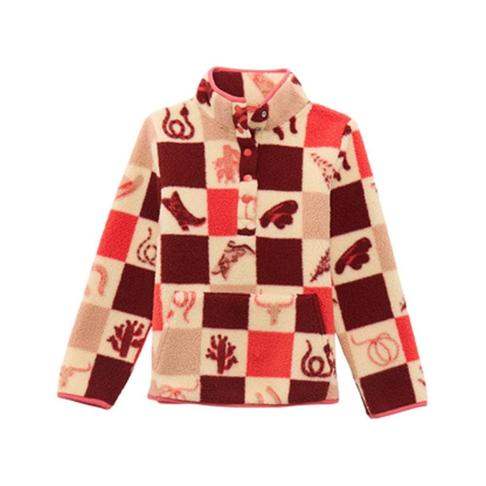 image of Girl's Sherpa Snap Button Pullover, Pink