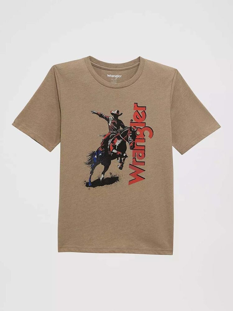 image of Boy's Graphic Logo Short Sleeve T-Shirt, Cowboy Tan