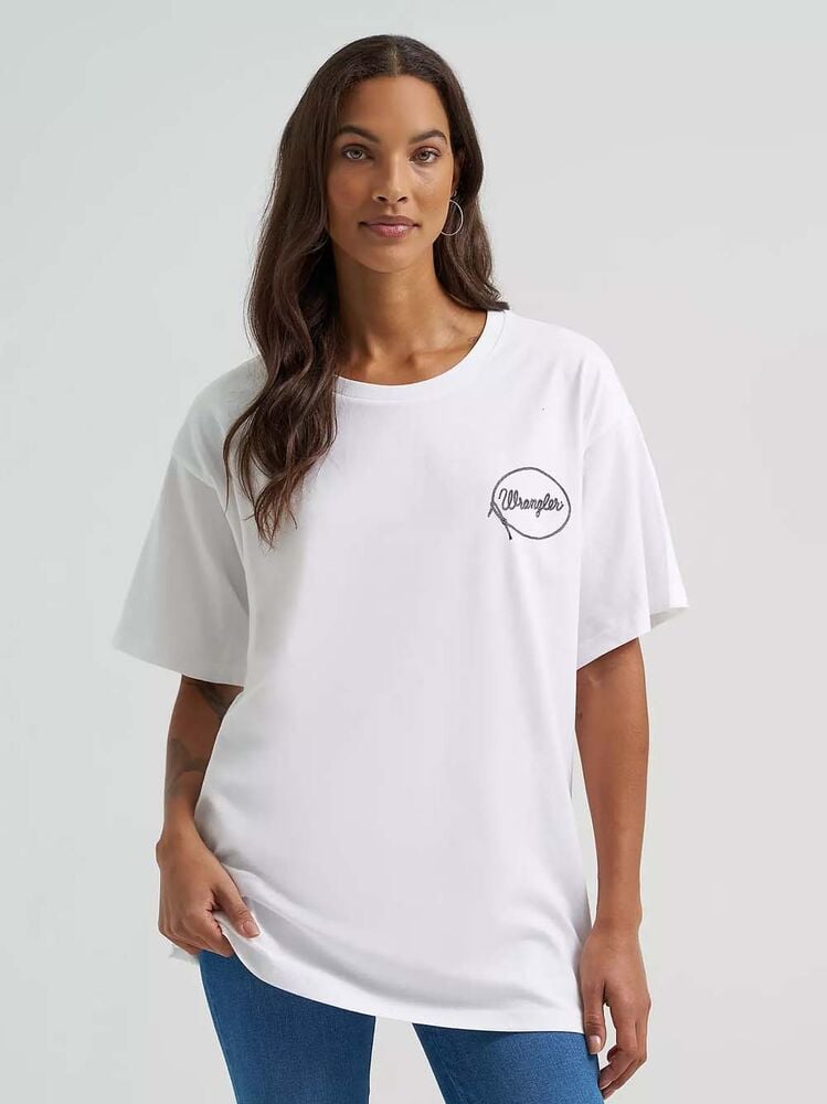 image of Women's Rodeo Snaps Oversized Short Sleeve T-Shirt, Bright White
