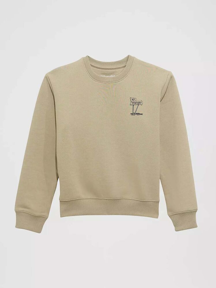 image of Boy's Graphic Pullover Sweatershirt, Trench Tan