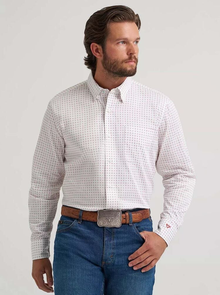 image of Men's Cody Johnson Button Down Long Sleeve Shirt, Ruby Dots