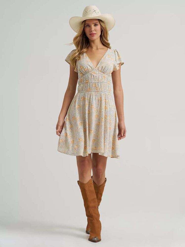 image of Women's Tiered Bodice Dress, Tan
