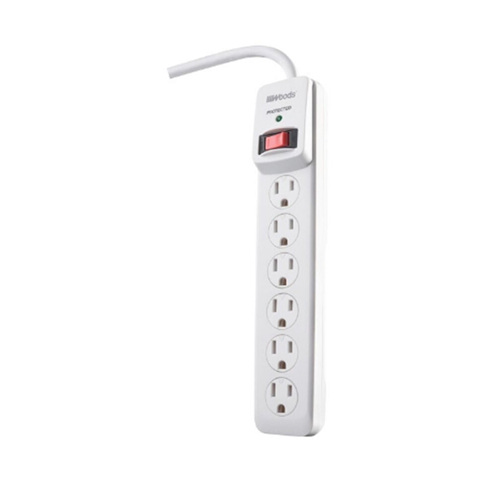 image of White LED 6 Outlet Surge Protector