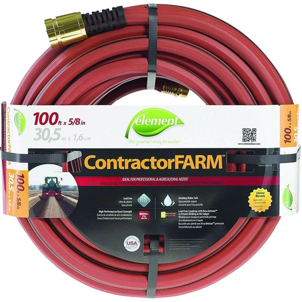 image of Element Farm and Commercial Duty Clay Water Hose, 5/8-in X 100-ft