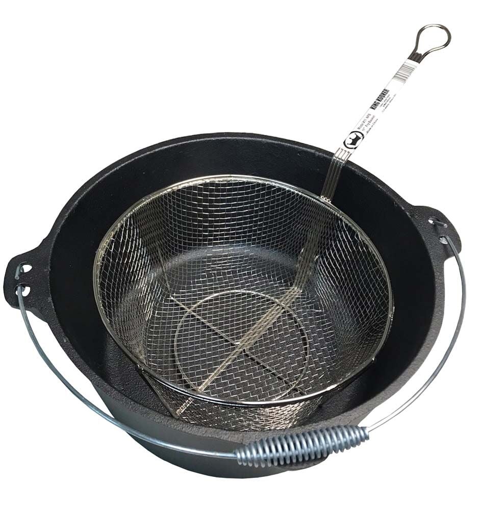 image of Nickel Plated Straining Basket with Attached Hanger Hook, 11 in