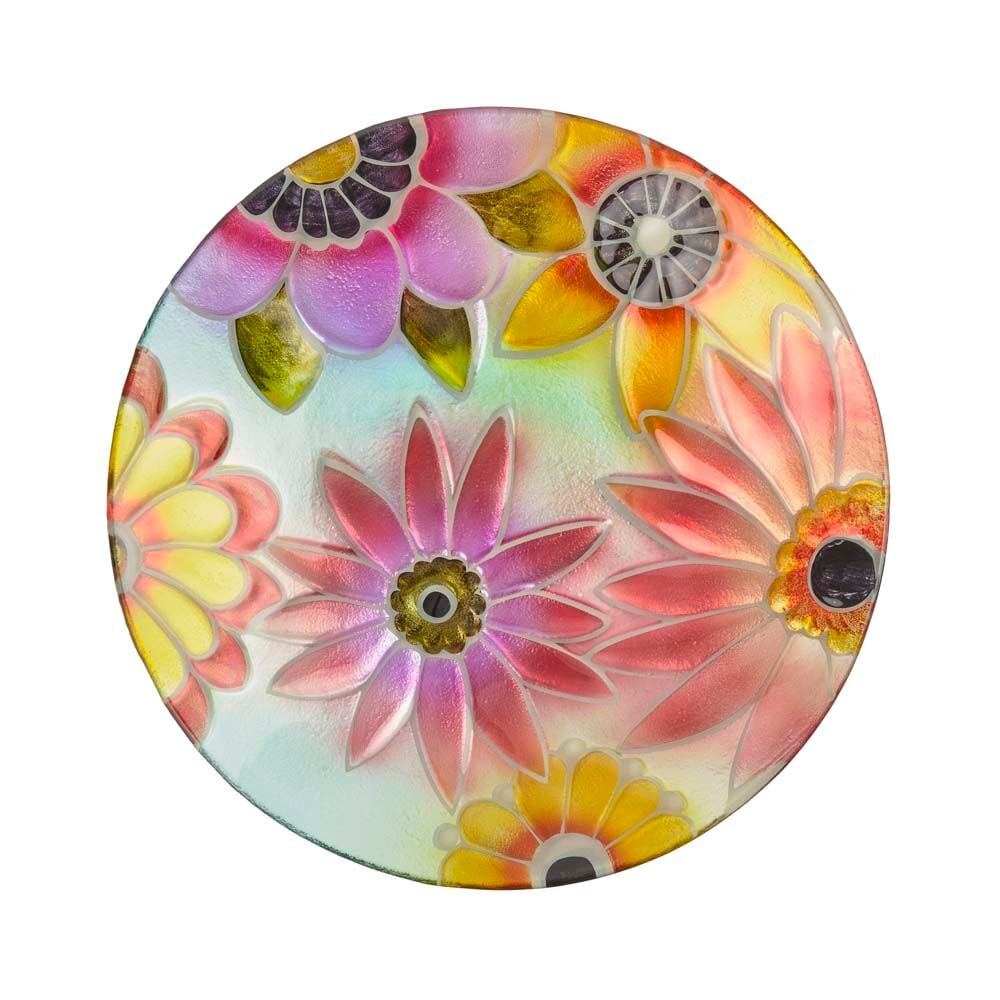 image of Glass Flowers BirdBath, 18 in