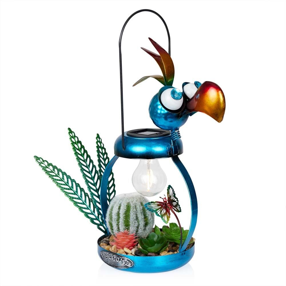 image of Blue Bird Solar Metal with Decor