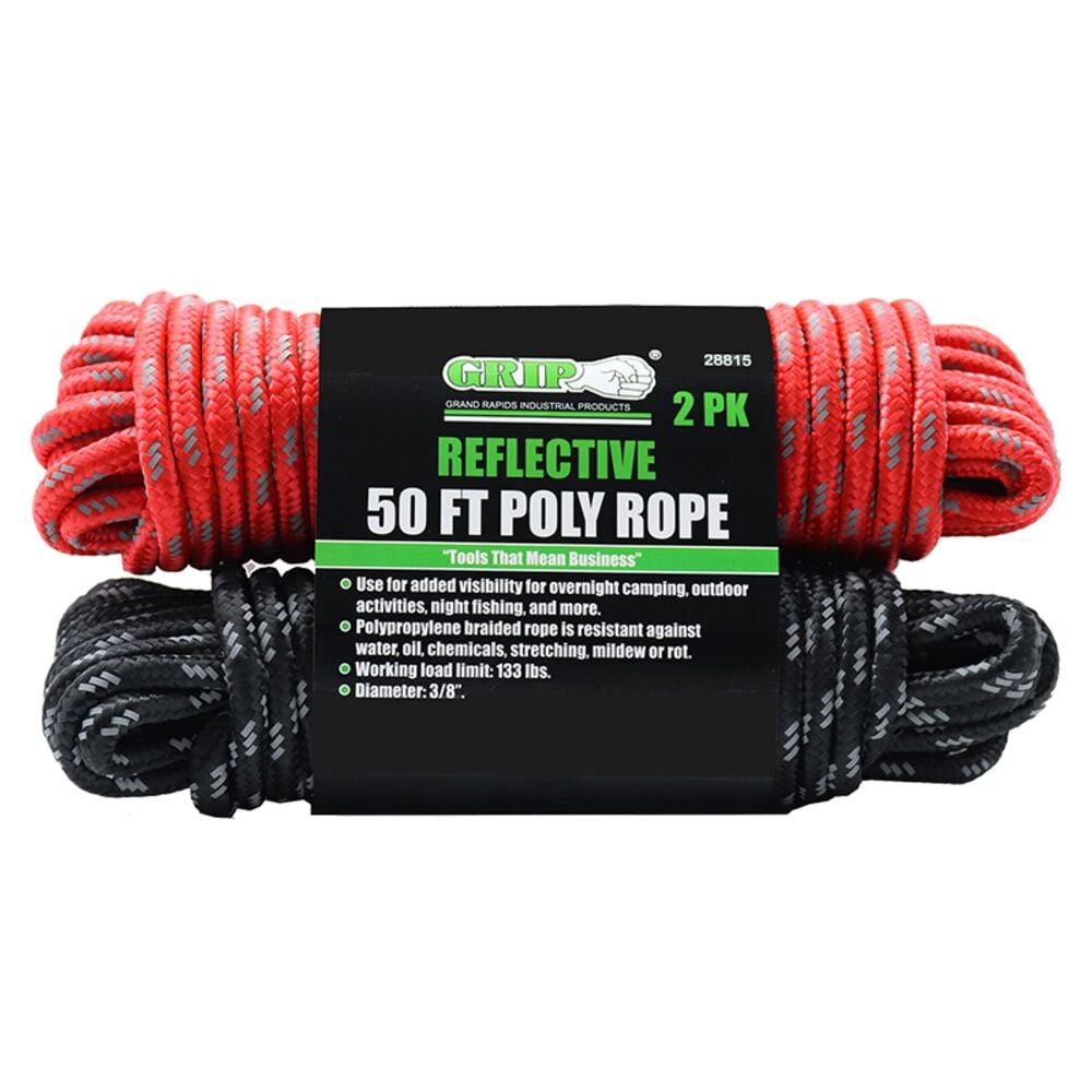 image of 50-foot 3/8-inch Reflective Poly Rope, 2 Pack