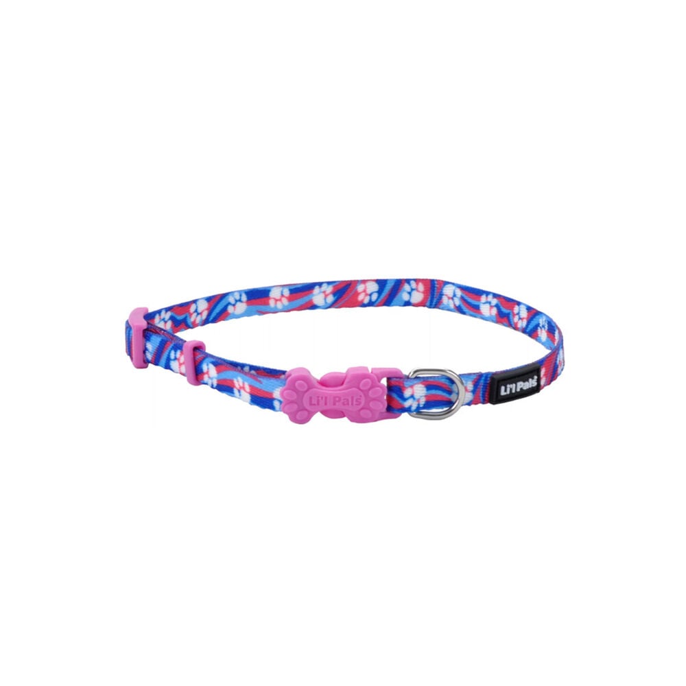 image of Adjustable Patterned Pet Collar - Light Blue Paw, S