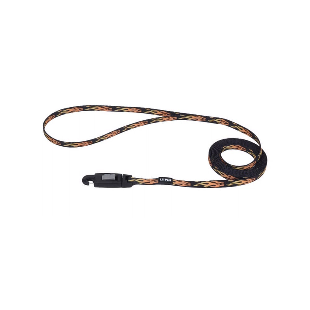 image of Patterned Dog Leash with E-Z Snap - Flames Black, XS