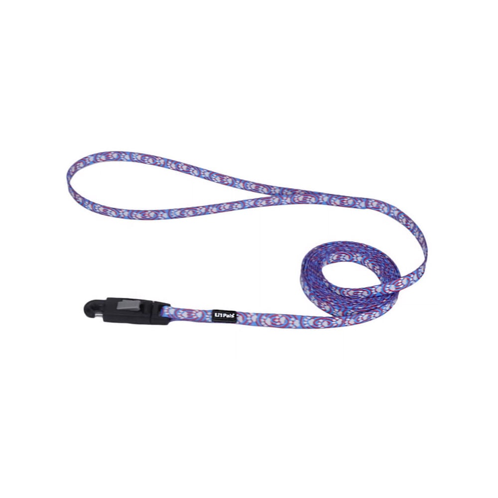 image of Patterned Pet Leash with E-Z Snap - Light Blue Paw, XS