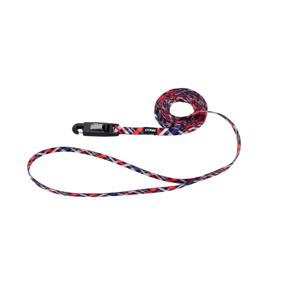 image of Patterned Pet Leash with E-Z Snap - Red and Gray Plaid, XS