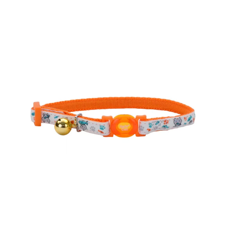 image of Safe Cat Glow in the Dark Adjustable Breakaway Collar - Glowing Orange Cat, S